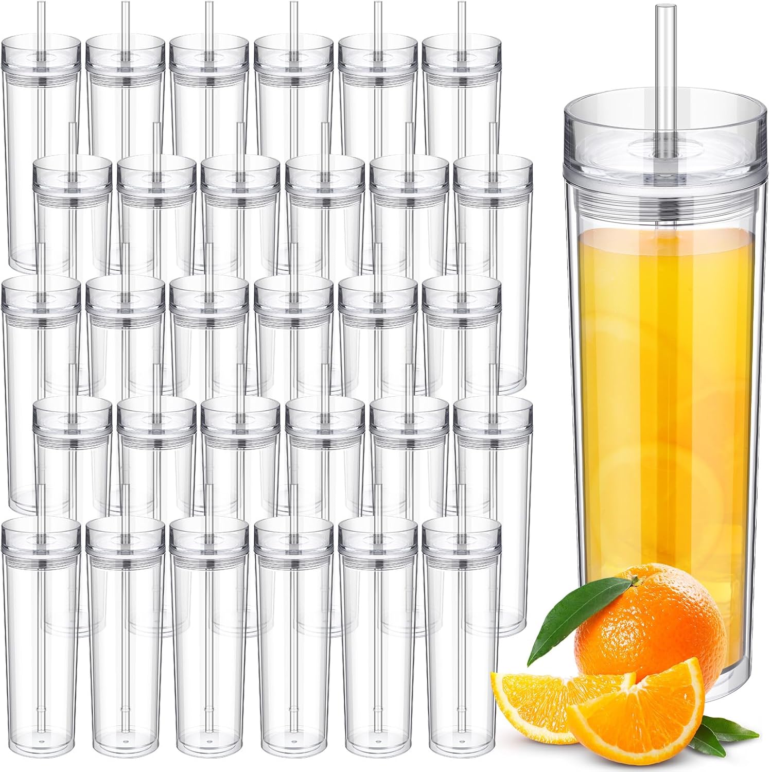 Training Cup Straw - 30 Pcs Acrylic Skinny Tumblers 16