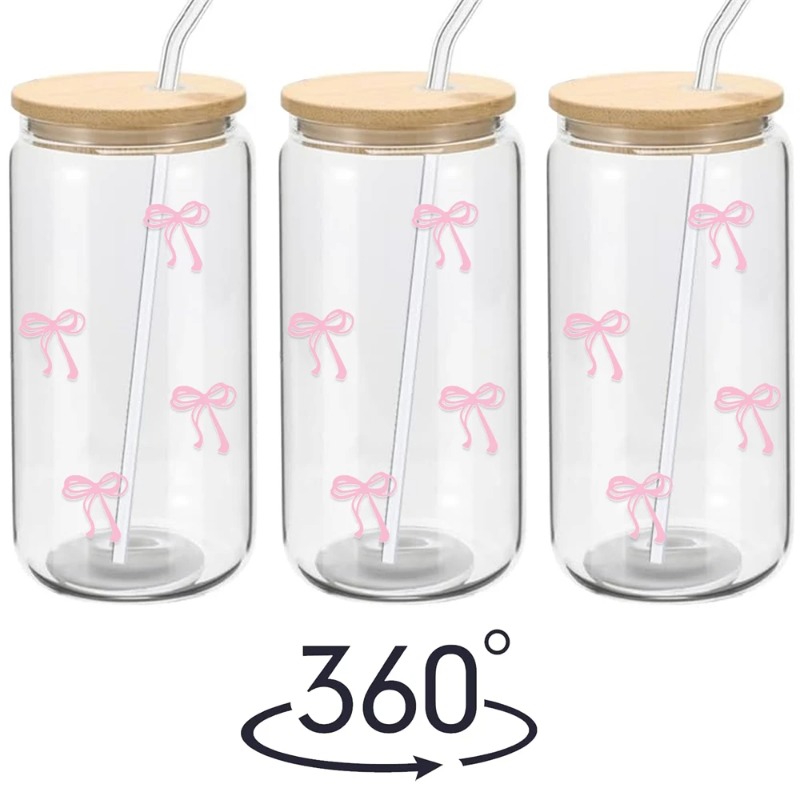 1pc Cute Bow Glass Cup 500ml T - مراجعة Training Cup Straw وسعره