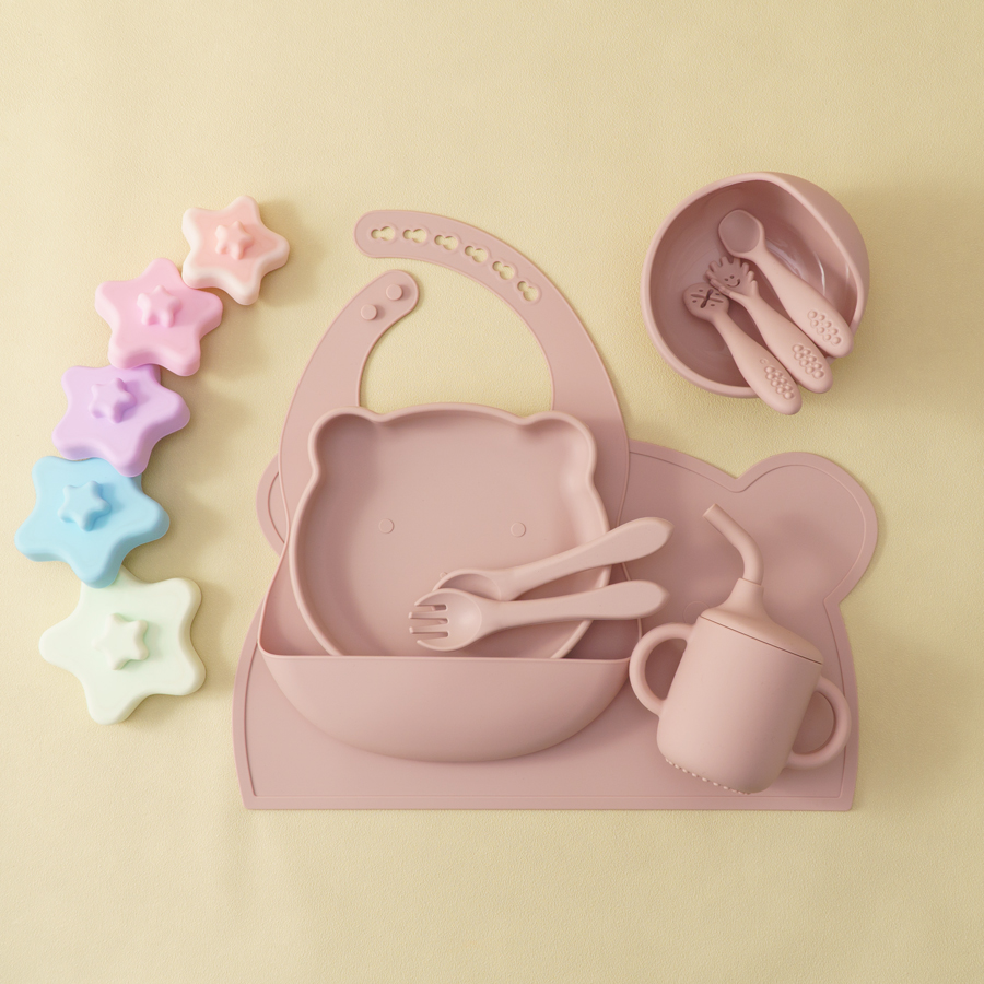 8PCS Silicone Baby Feeding Set - مراجعة Silicone Suction Bowl وسعره