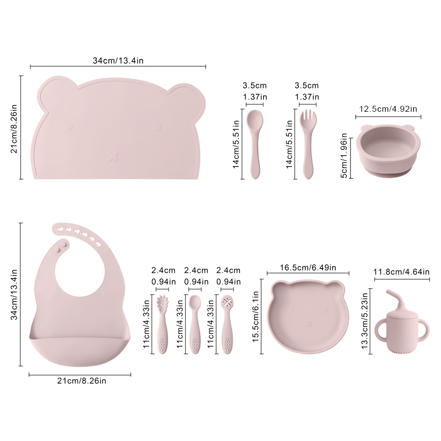 8PCS Silicone Baby Feeding Set - مراجعة Silicone Suction Bowl وسعره