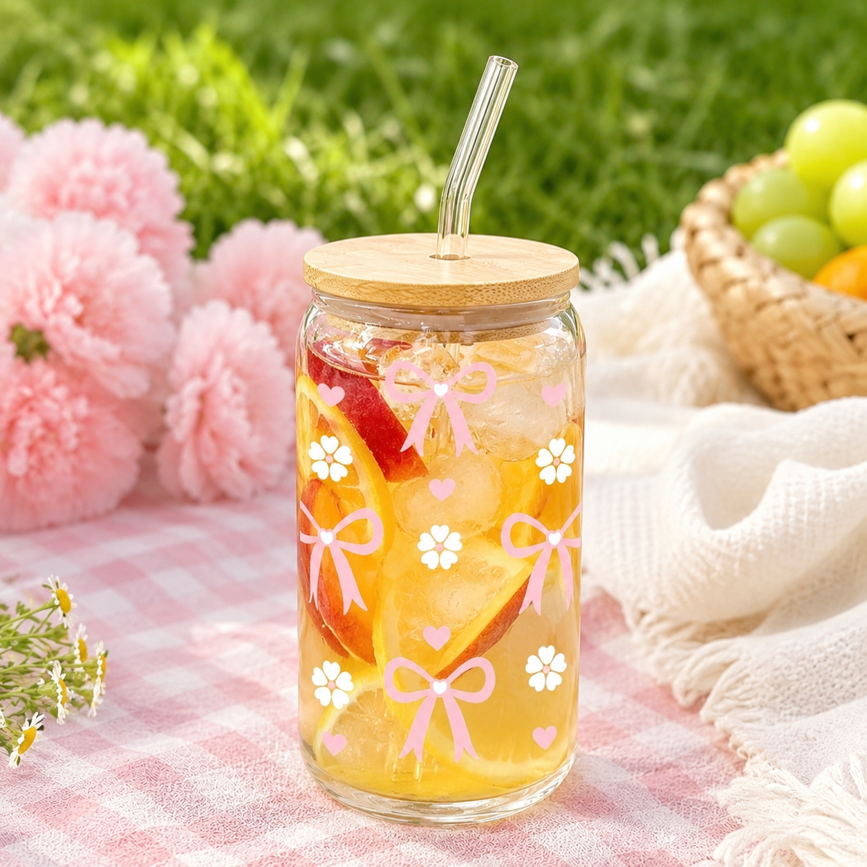 Cute Pink Bow Glass Tumbler wi - مراجعة Training Cup Straw وسعره