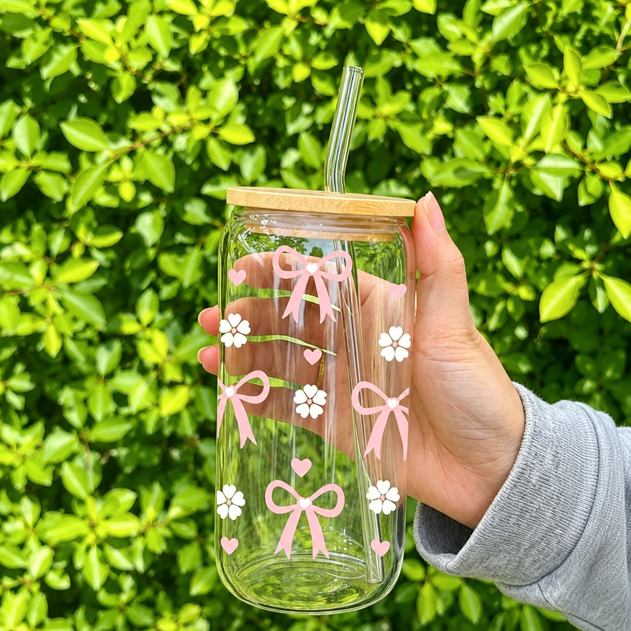 Cute Pink Bow Glass Tumbler wi - مراجعة Training Cup Straw وسعره