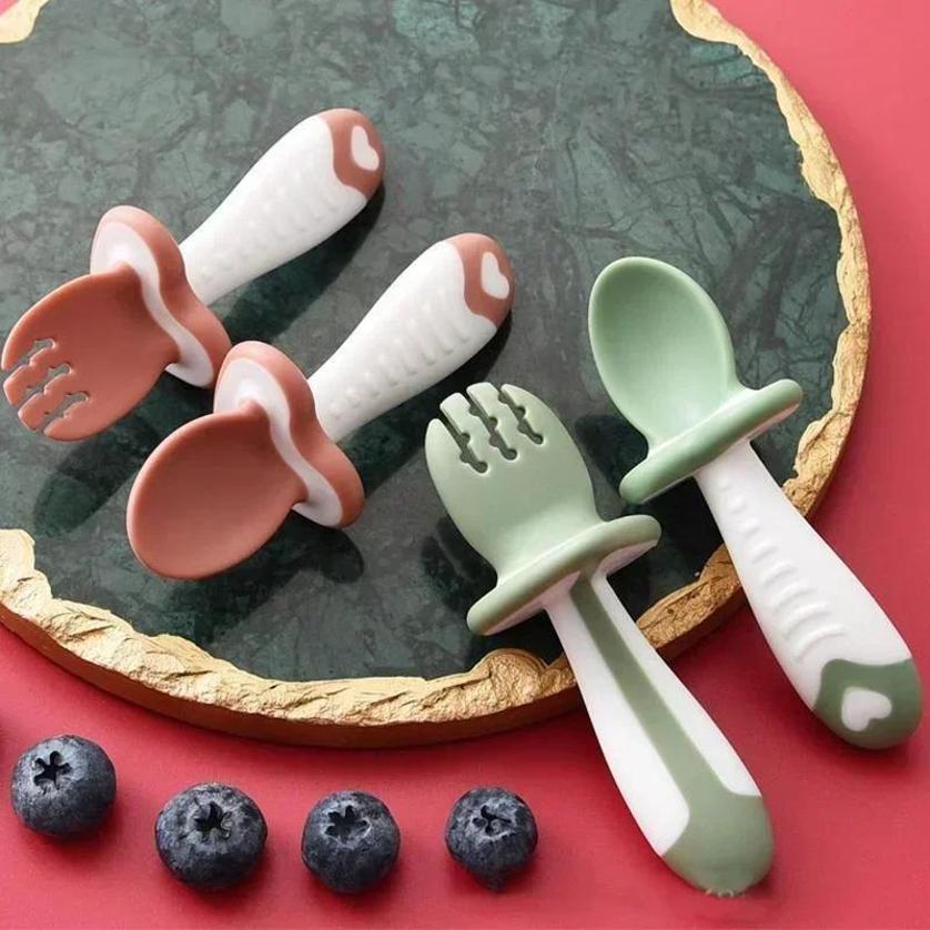 Baby Spoon Fork Silicone Child - مراجعة Baby Food Utensils وسعره