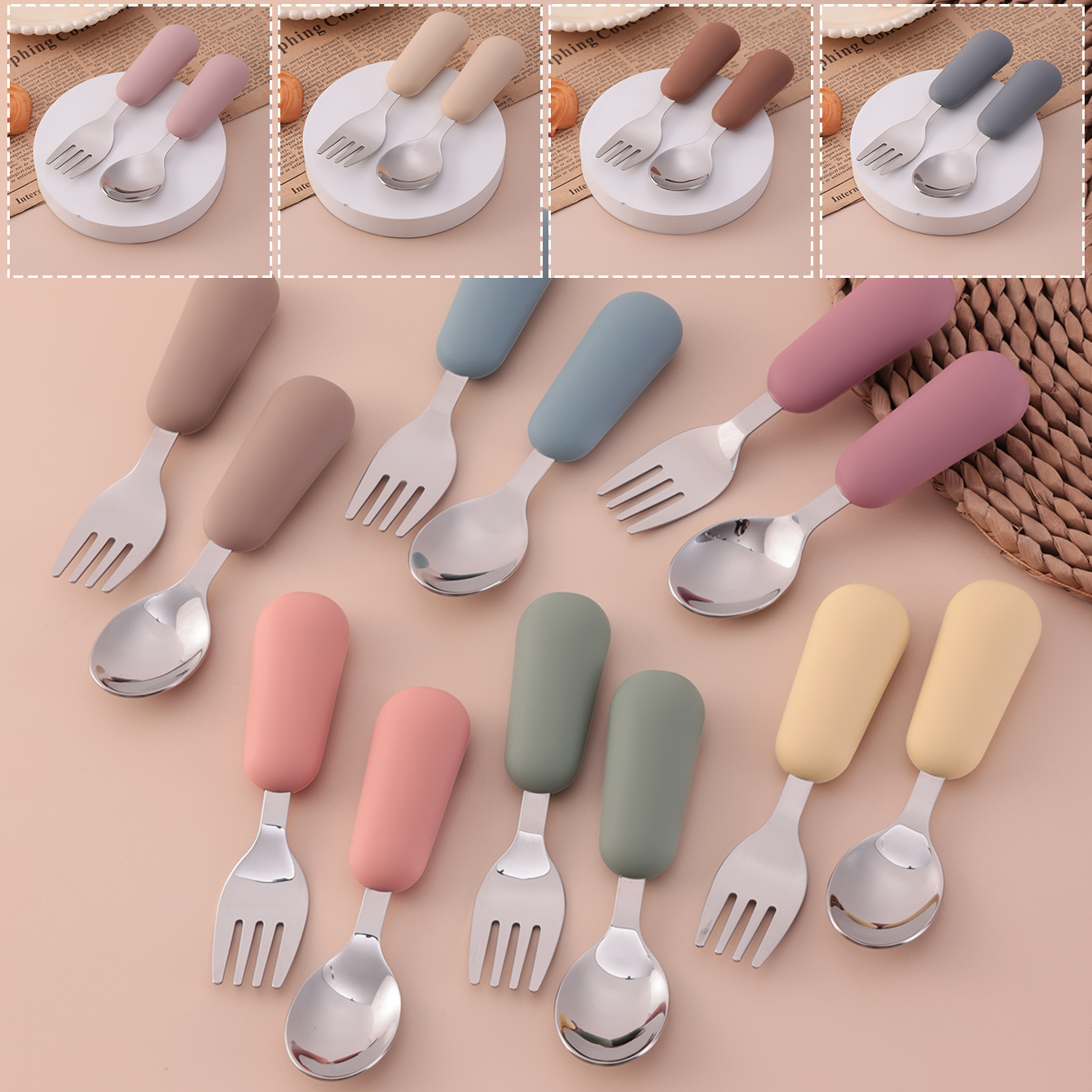Color Kids 2PCS Stainless Stee - مراجعة Baby Food Utensils وسعره