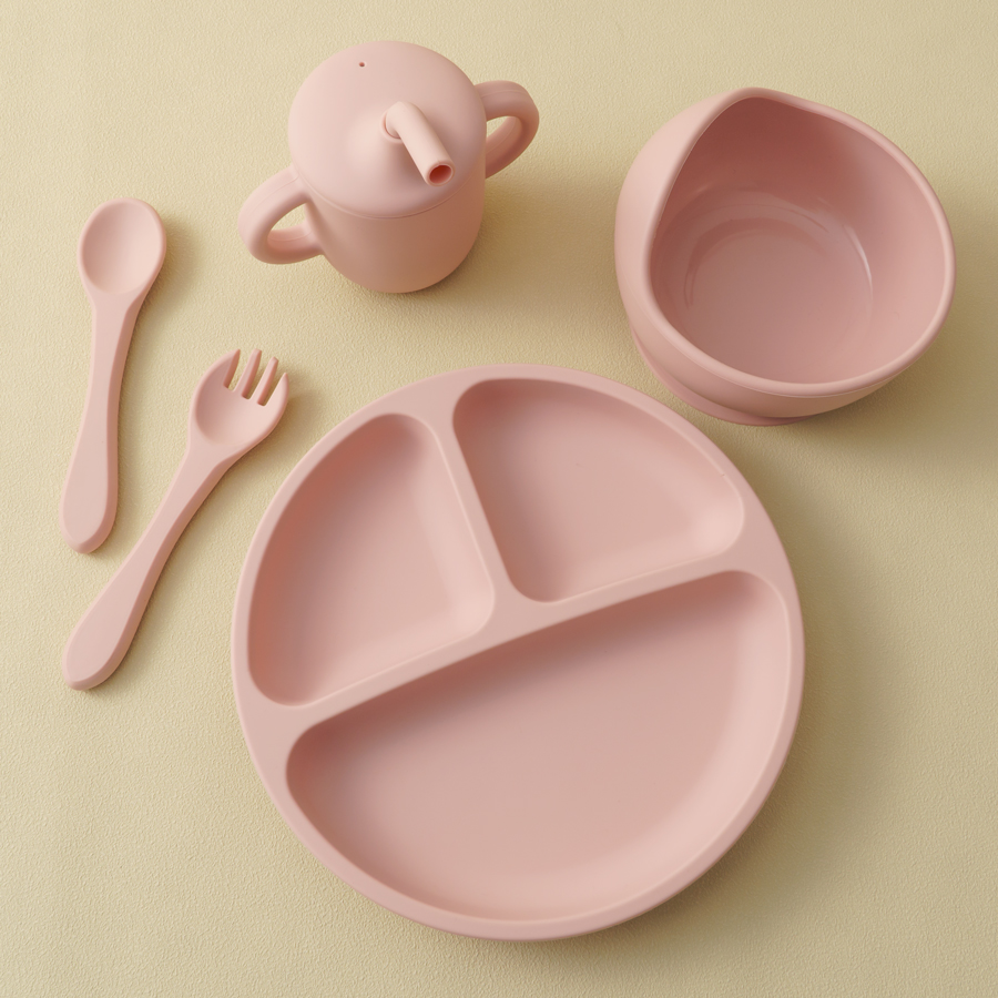 5PCS Baby Silicone Tableware S - مراجعة Silicone Suction Bowl وسعره