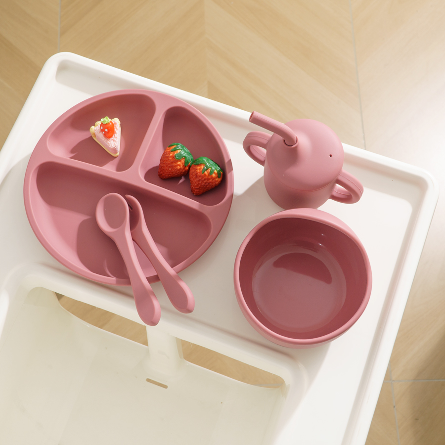 5PCS Baby Silicone Tableware S - مراجعة Silicone Suction Bowl وسعره