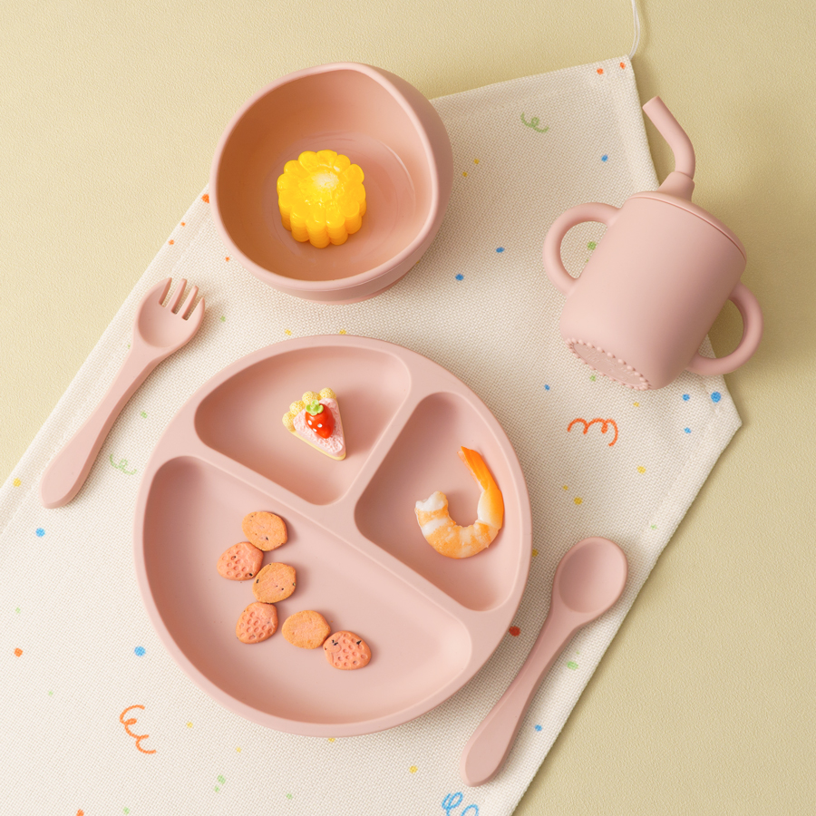 5PCS Baby Silicone Tableware S - مراجعة Silicone Suction Bowl وسعره