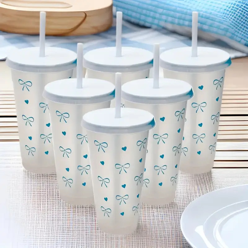 20Pcs Bowknot Plastic Cup with - مراجعة Training Cup Straw وسعره