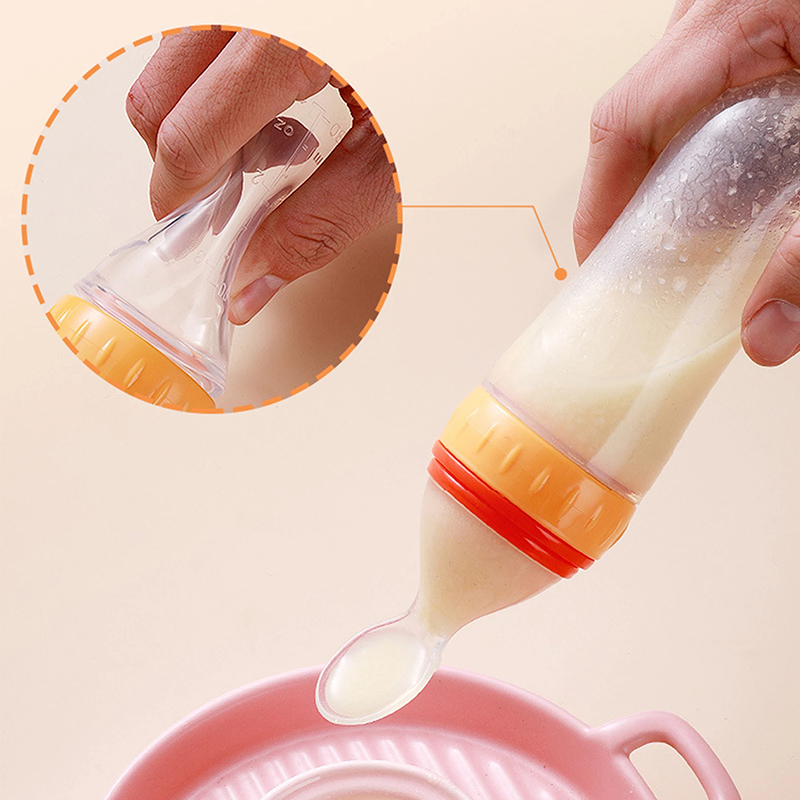 Squeezing Feeding Bottle Silic - مراجعة Baby Food Utensils وسعره