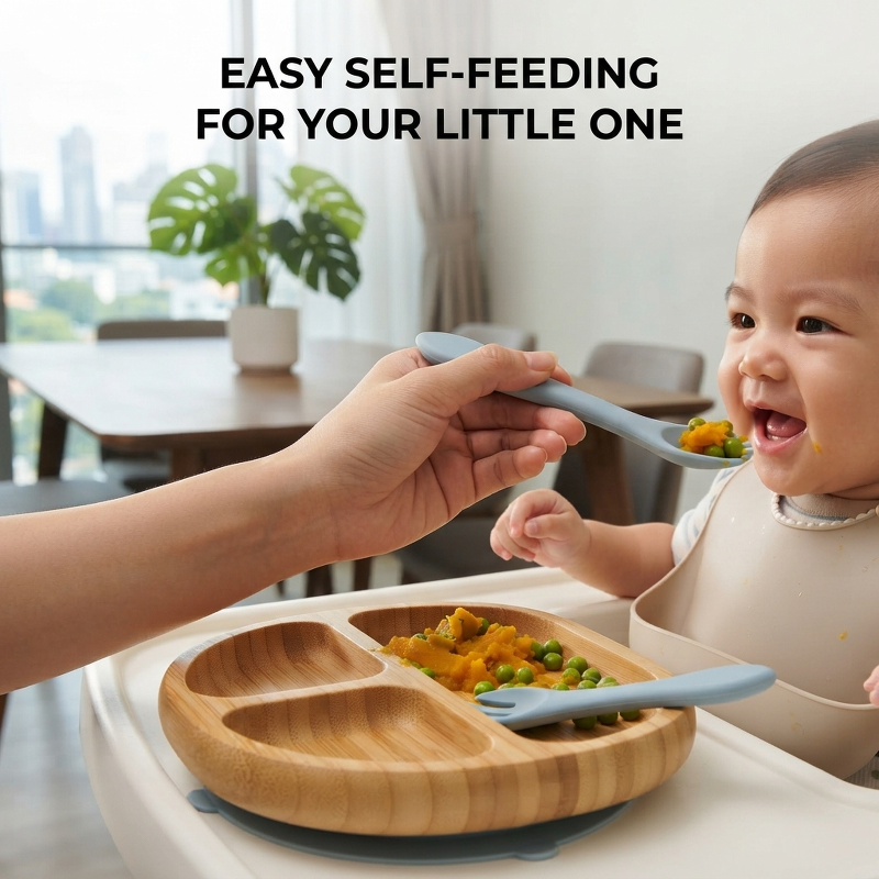 2pcs Silicone Baby Fork Spoon  - مراجعة Baby Food Utensils وسعره