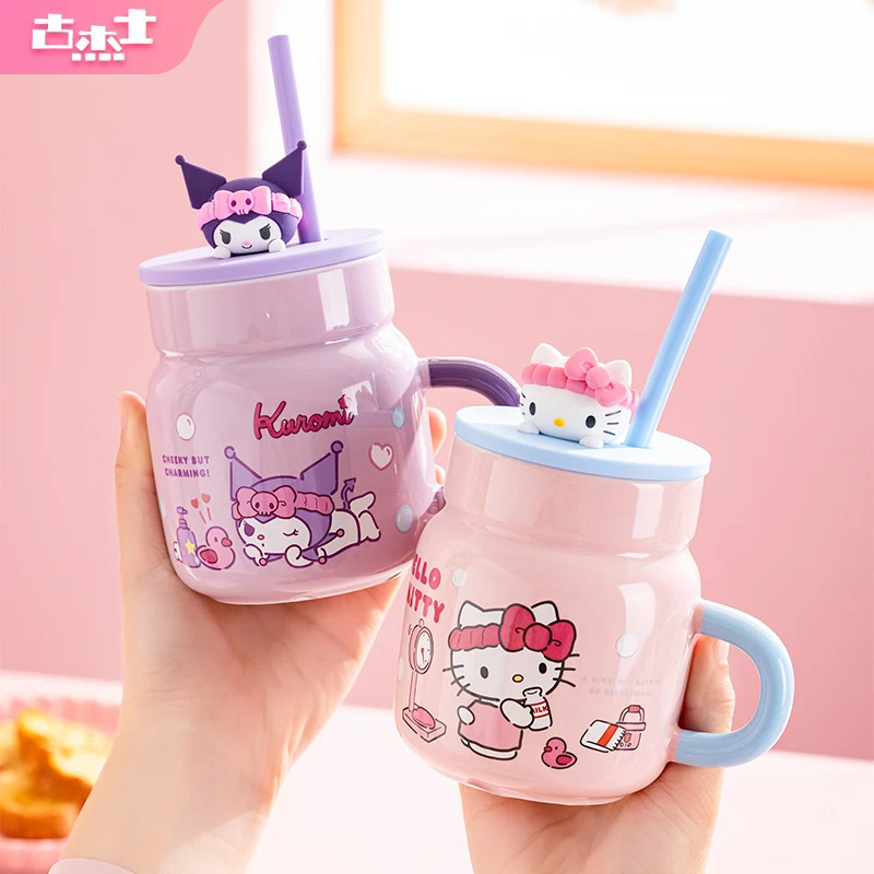 Sanrio 450ml Ceramic Mug Hello - مراجعة Training Cup Straw وسعره