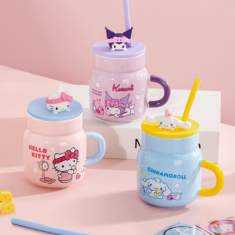 Sanrio 450ml Ceramic Mug Hello - مراجعة Training Cup Straw وسعره