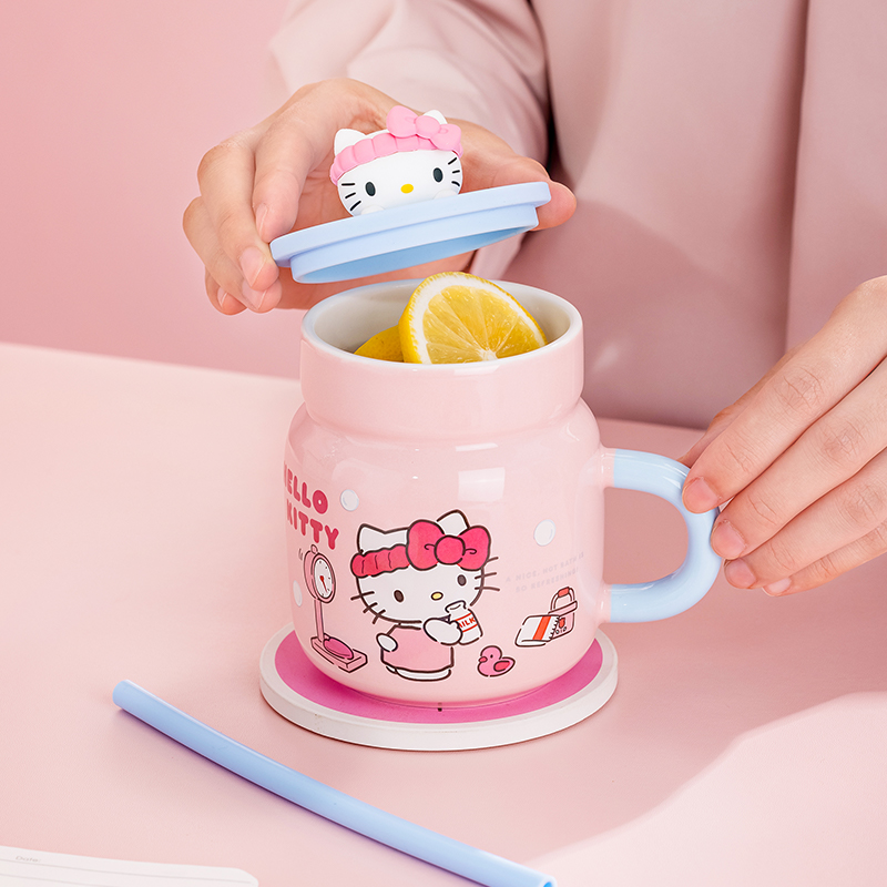 Sanrio 450ml Ceramic Mug Hello - مراجعة Training Cup Straw وسعره