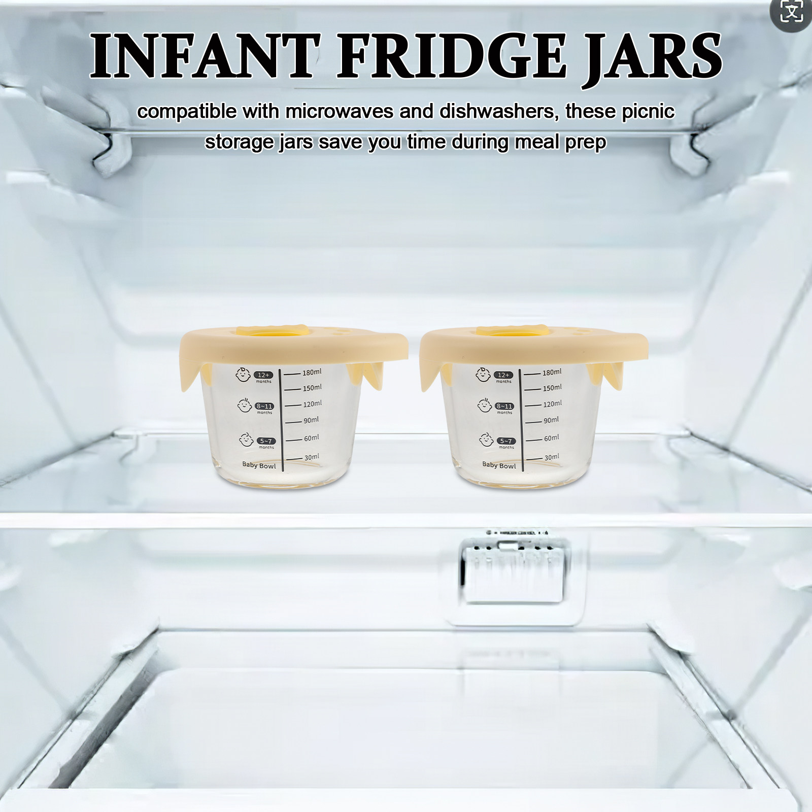 2Pcs Baby Food Storage Bowls G - مراجعة Baby Food Glass Jar وسعره