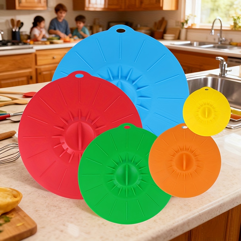 5-Piece Silicone Lids, Heat-Re - مراجعة Silicone Suction Bowl وسعره