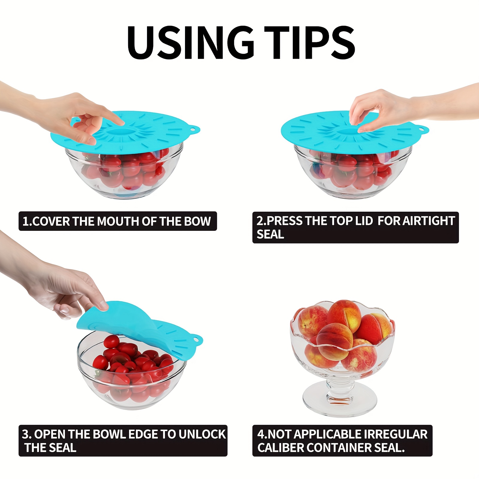 5-Piece Silicone Lids, Heat-Re - مراجعة Silicone Suction Bowl وسعره