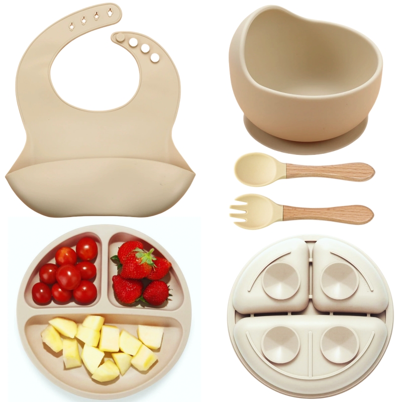 5Pcs Silicone Baby Feeding Set - مراجعة Silicone Suction Bowl وسعره