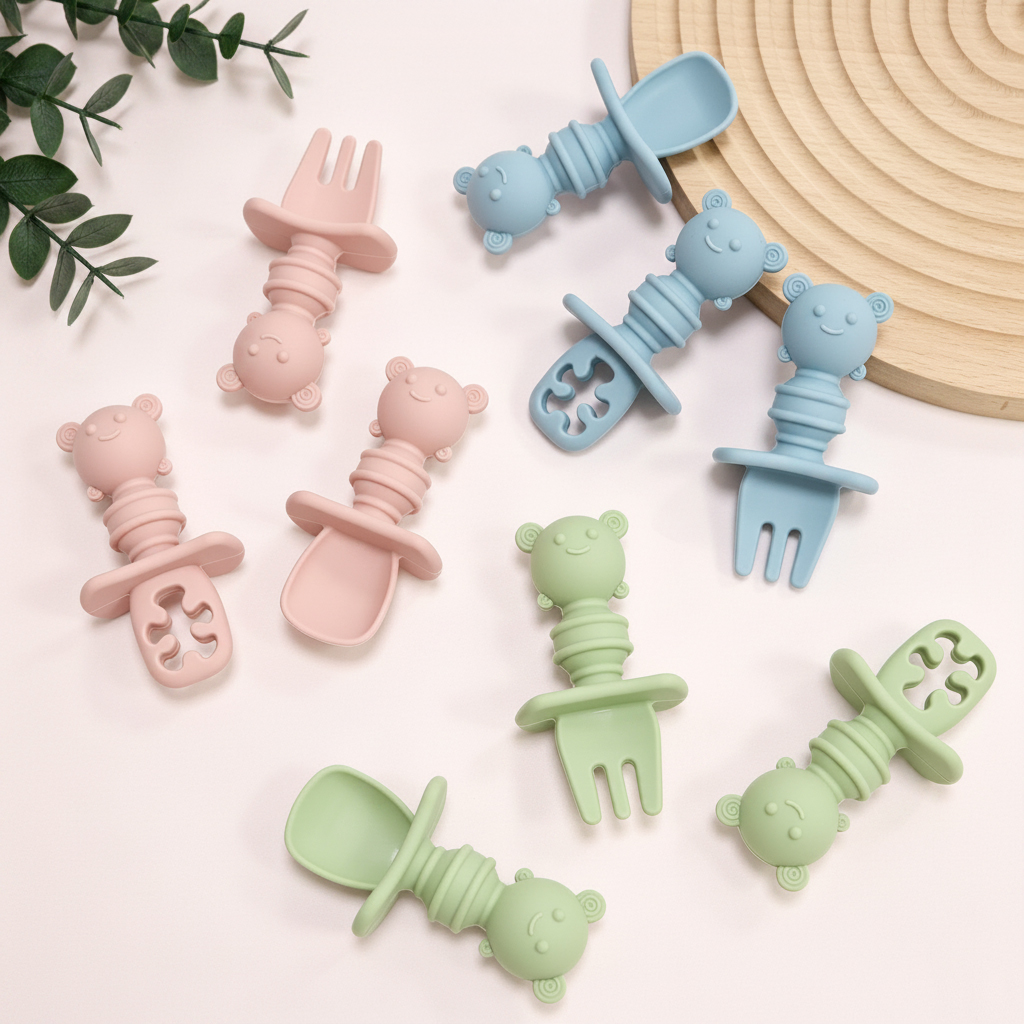 3pcs Short Handle Bee Spoon &  - مراجعة Baby Food Utensils وسعره